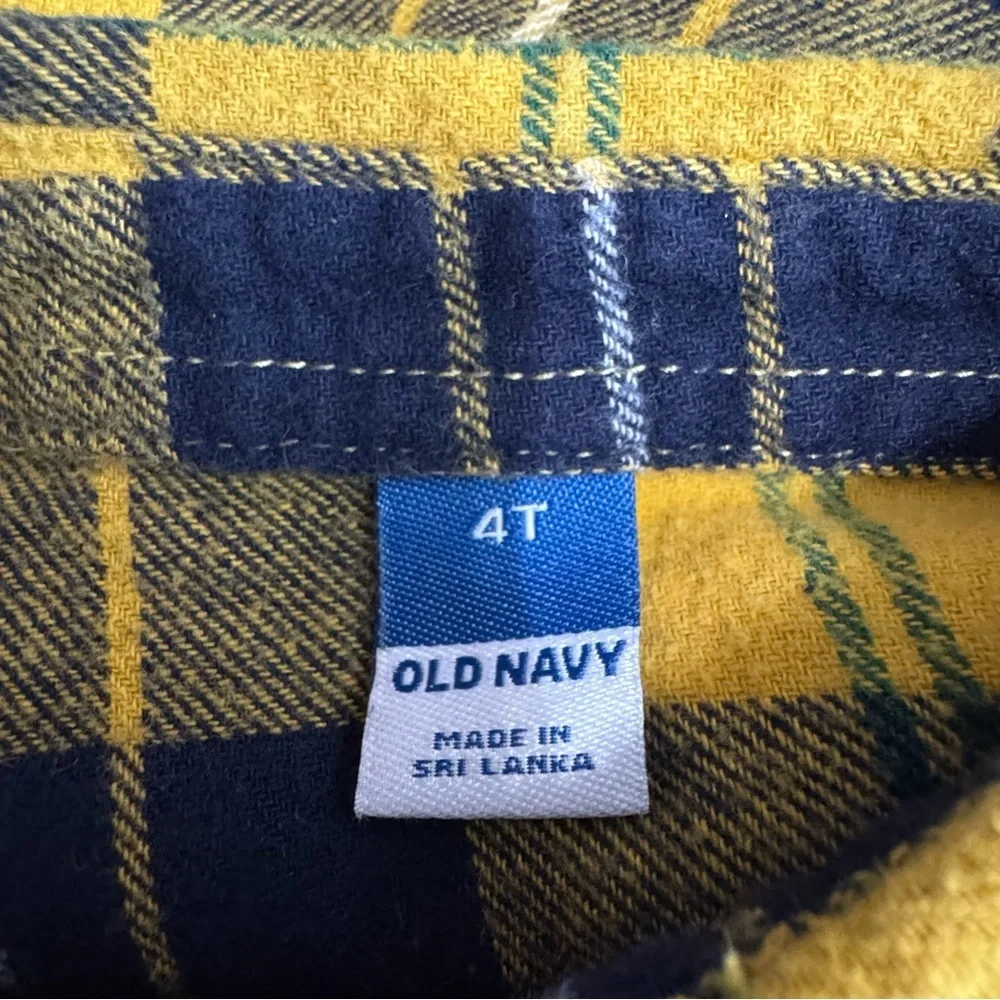 Old Navy Kids Yellow & Navy Plaid Flannel Shirt